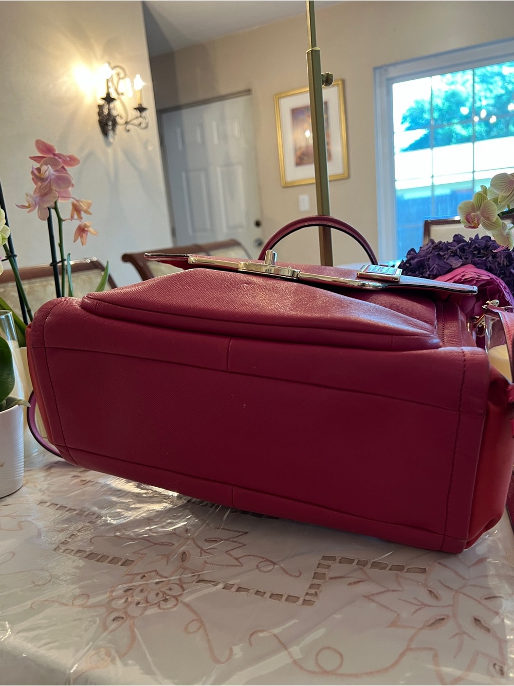 Coach Raspberry Pink Leather Turnlock Satchel Crossbody Carryall Boutique Luxury - Picture 11 of 16